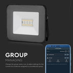20W Naświetlacz LED SMD / Sterowanie: Bluetooth / Barwa: regulowana w zakresie 3000K,4000K,6000K + RGB / Obudowa: Czarna