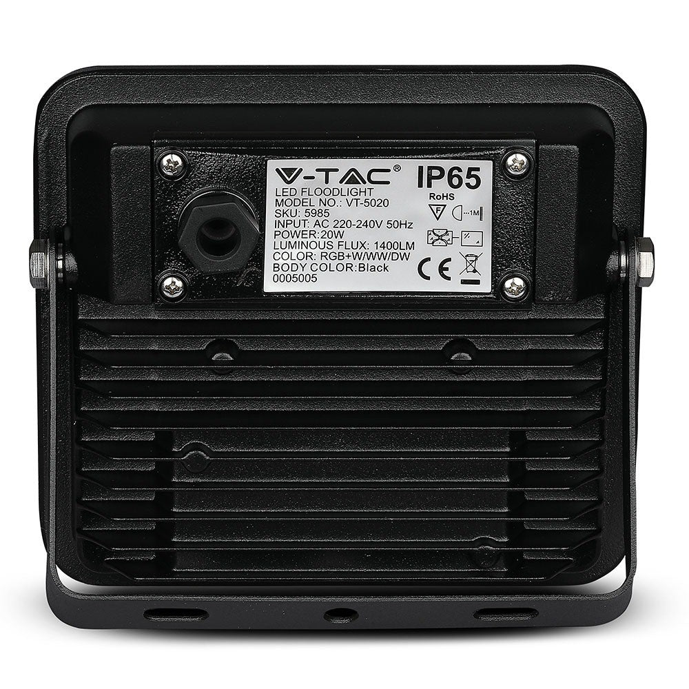 20W Naświetlacz LED SMD / Sterowanie: Bluetooth / Barwa: regulowana w zakresie 3000K,4000K,6000K + RGB / Obudowa: Czarna