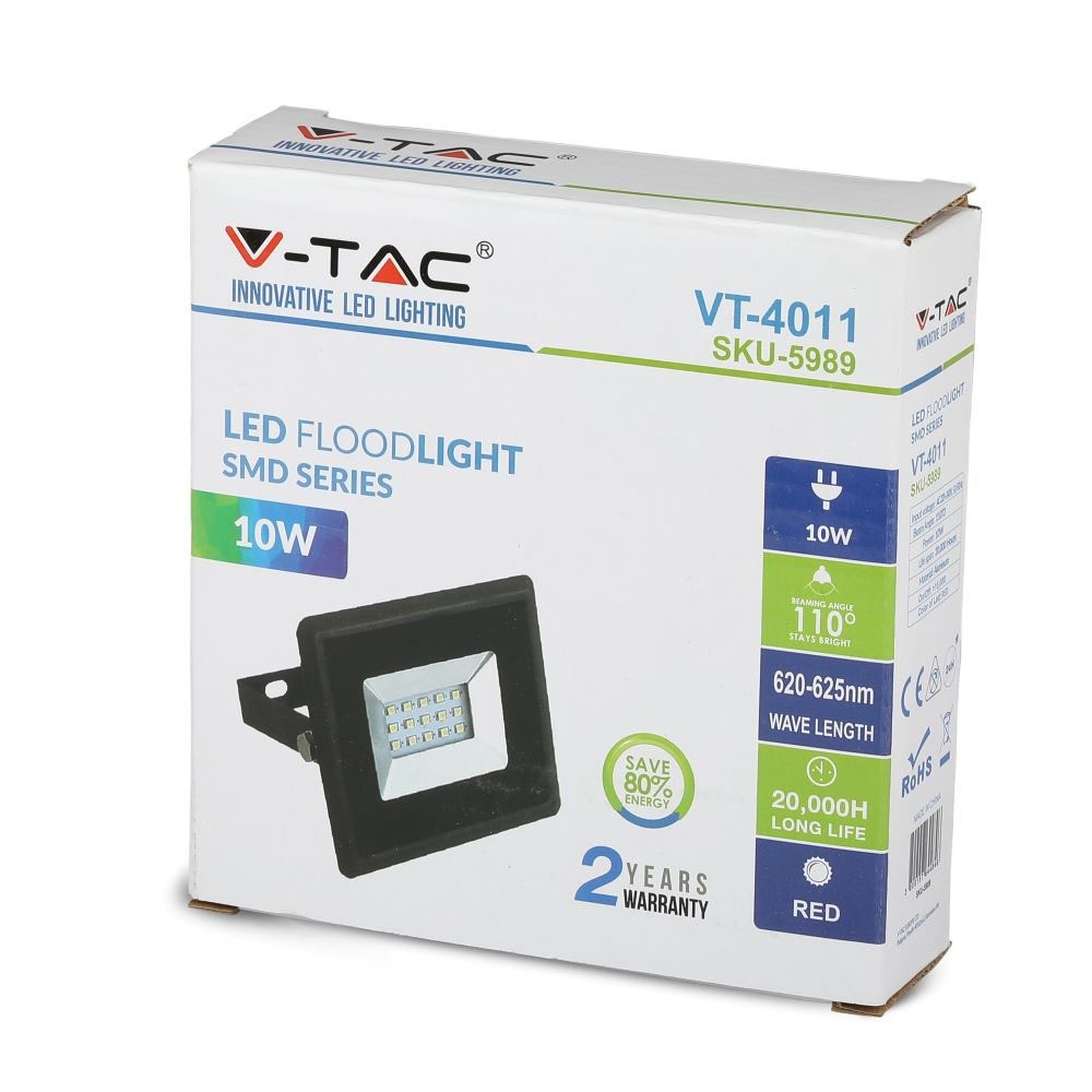 10W Naświetlacz LED SMD / Barwa: Czerwony / Obudowa: Czarna