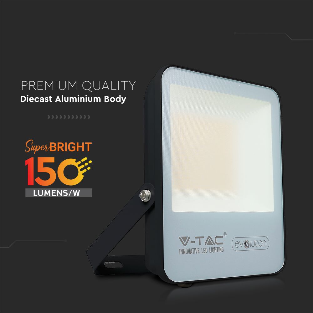 50W Naświetlacz LED SMD / Barwa:3000K / Obudowa: Czarna / Skuteczność 150lm/W