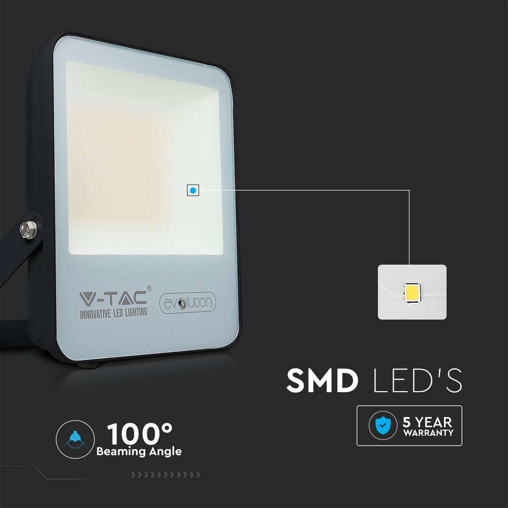 50W Naświetlacz LED SMD / Barwa:3000K / Obudowa: Czarna / Skuteczność 150lm/W