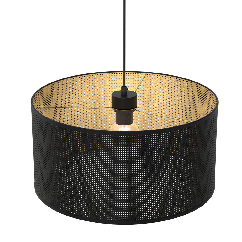 żyrandol Loft shade black, cylinder shade dia 400, h 200 black/gold 1xE27