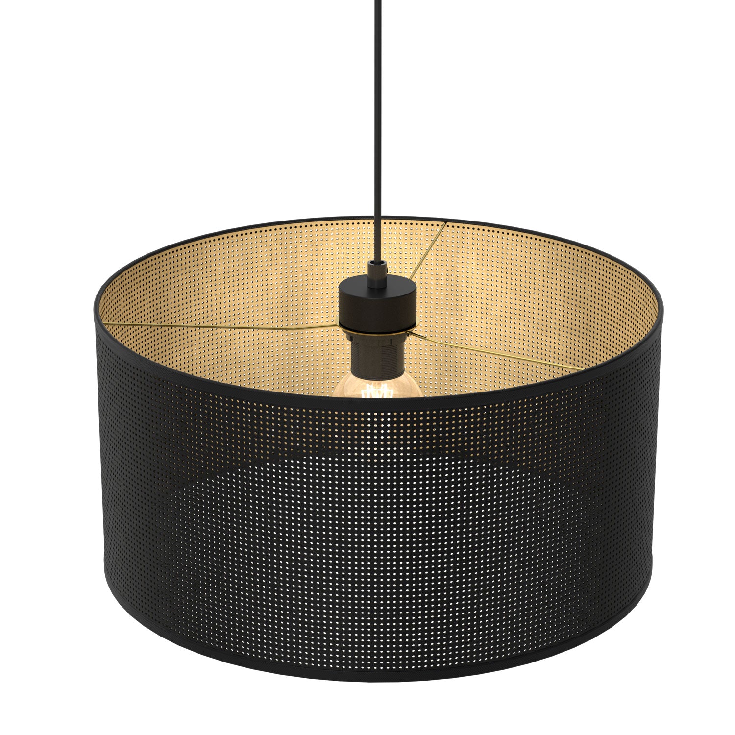 żyrandol Loft shade black, cylinder shade dia 400, h 200 black/gold 1xE27