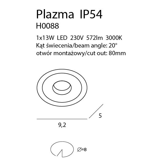 Maxlight Oprawa wpuszczana Plazma - Metal + szkło - Biały H0089