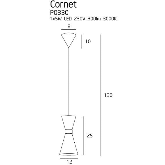 Maxlight Lampa wisząca Cornet - Metal - Czarny + złoty P0330