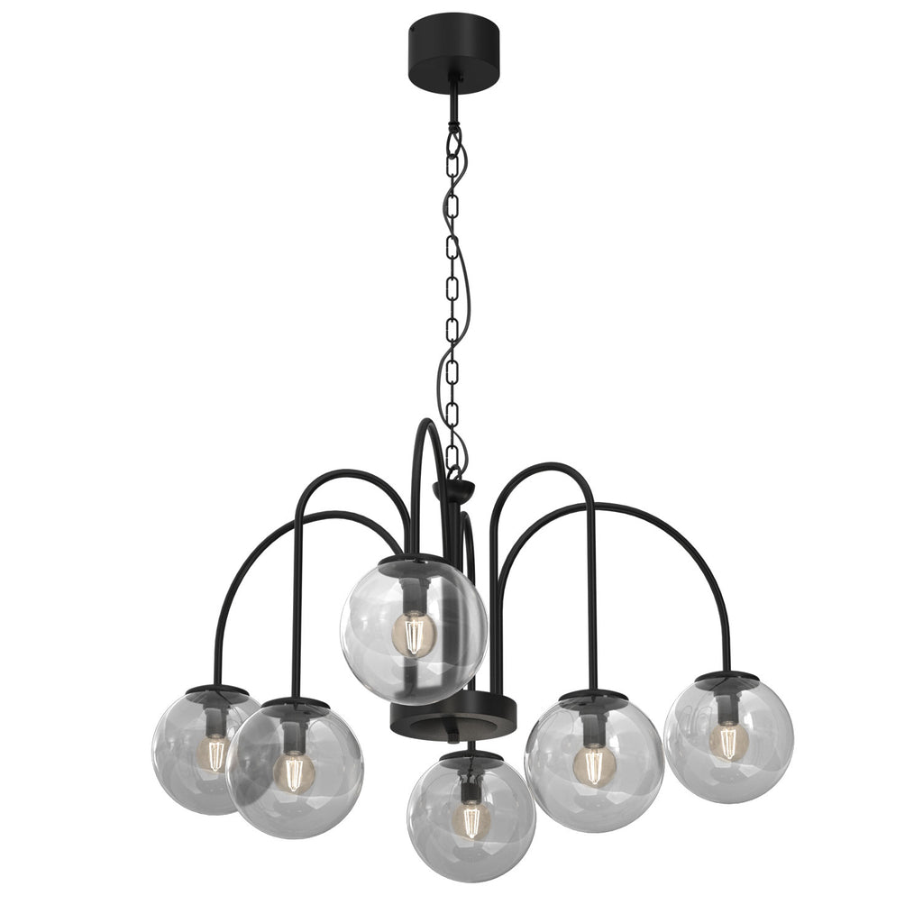 żyrandol Cambridge (smoke glass 2907) black 6xE14