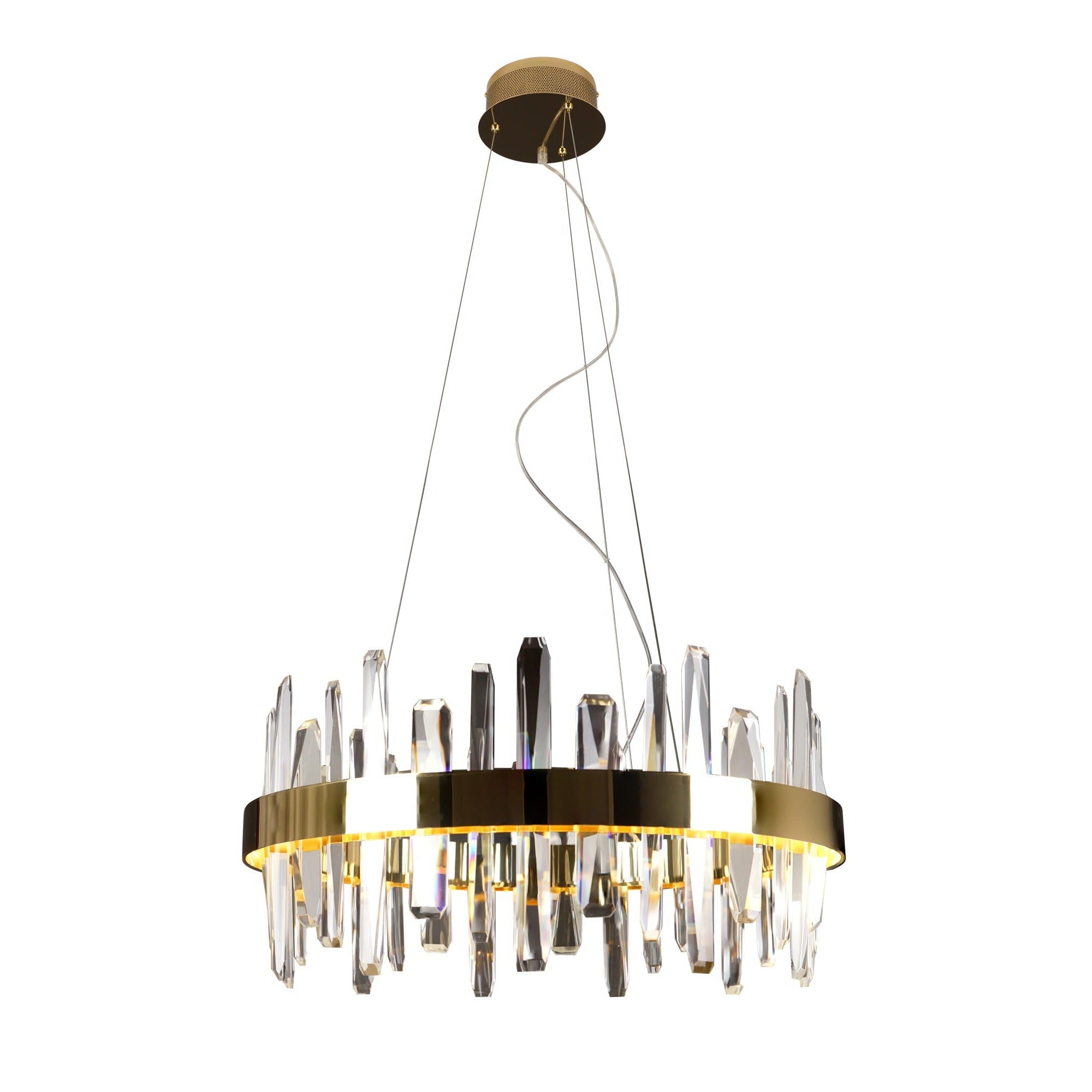 Maxlight Lampa wisząca Prince 60cm - Metal + szkło - Złoty P0421