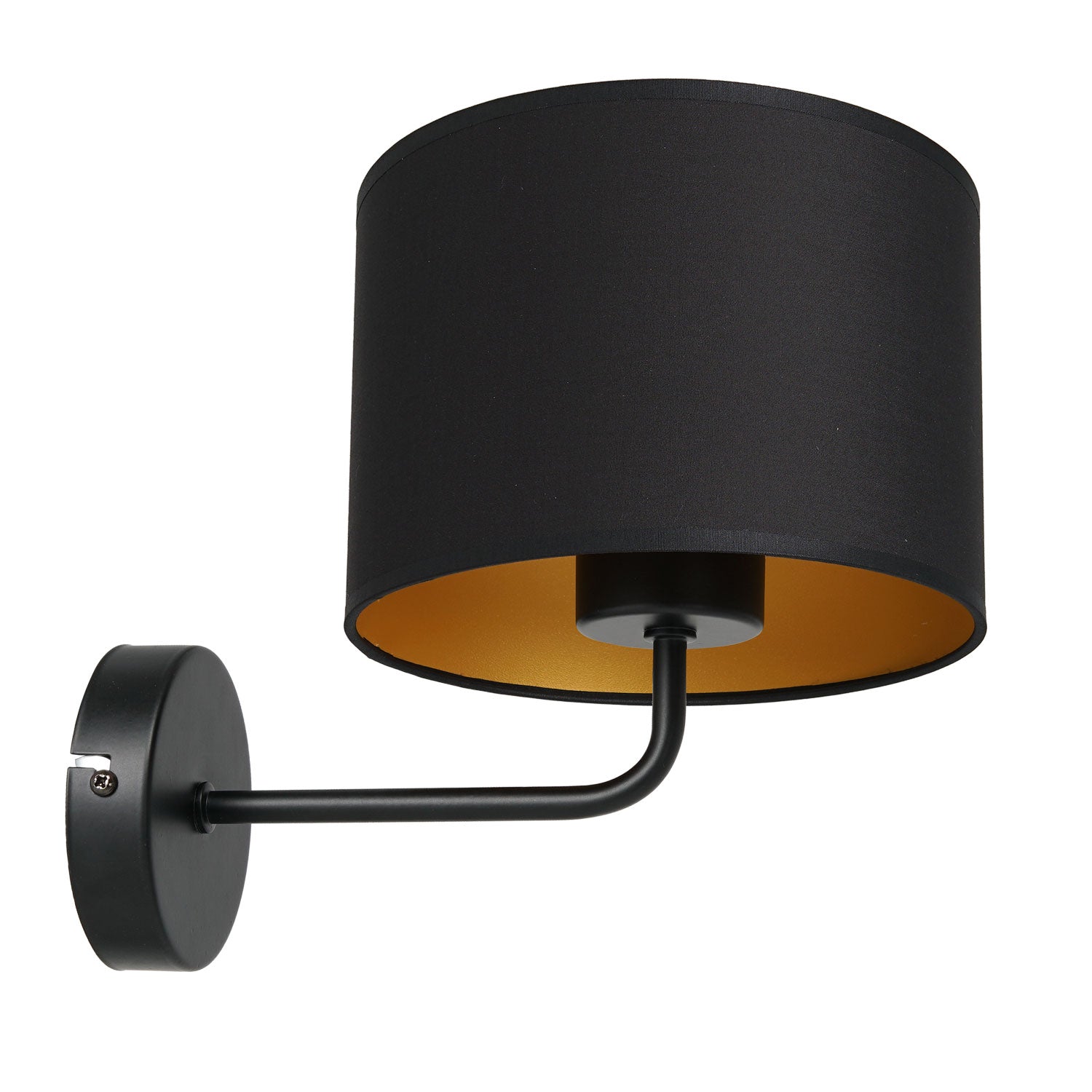 kinkiet Arden black, cylinder shade dia 180, h 150 black/gold 1xE27