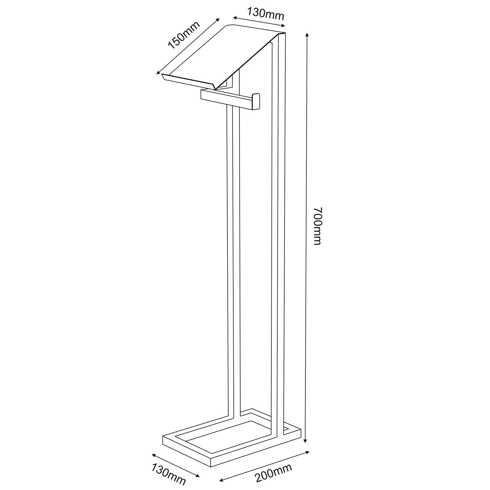 floor stand with toilet paper dispenser and tray, white
