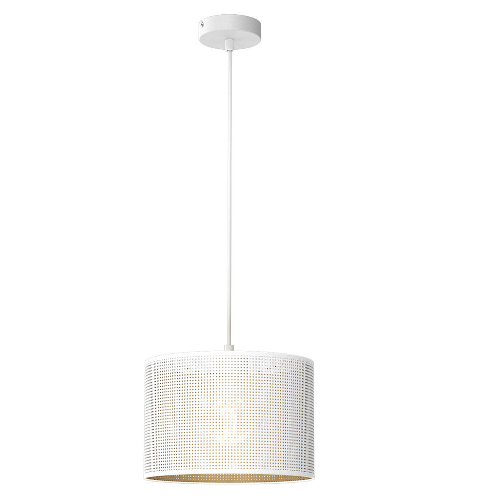 żyrandol Loft shade white, cylinder shade dia 250, h 170 white/gold 1xE27