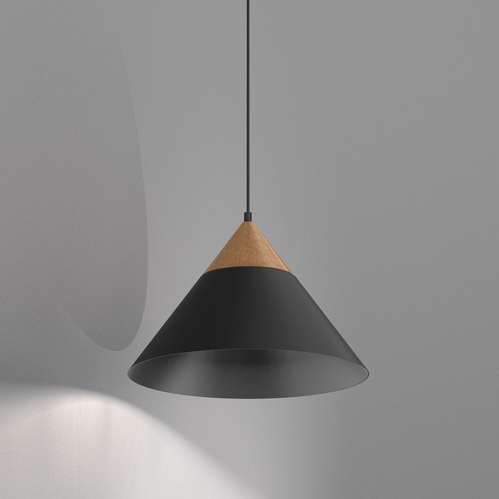 żyrandol Single black/natural wood 1xE27 (Ceryfikat FSC 100%, SGSCH-COC-070615)