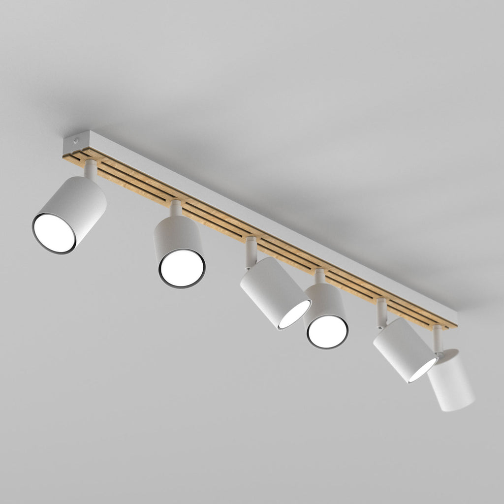 Spot Terra line 800 white/wood/white swivel 6xGU10 (Ceryfikat FSC 100%, SGSCH-COC-070615)