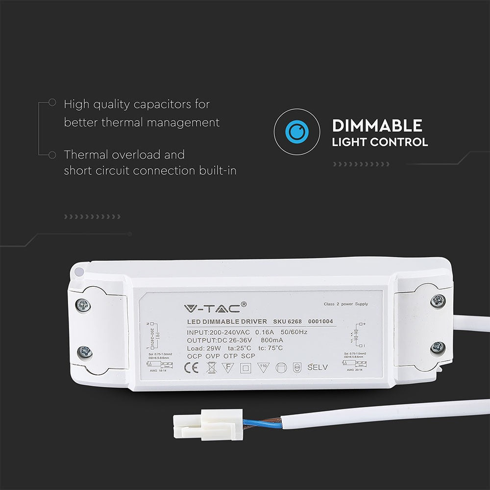 29W Zasilacz do Paneli LED / Ściemniany / 800mA