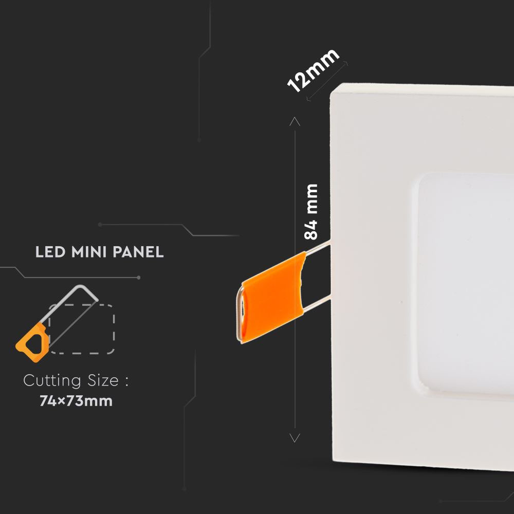 3W Panel LED / Barwa:6400K / Kwadratowa