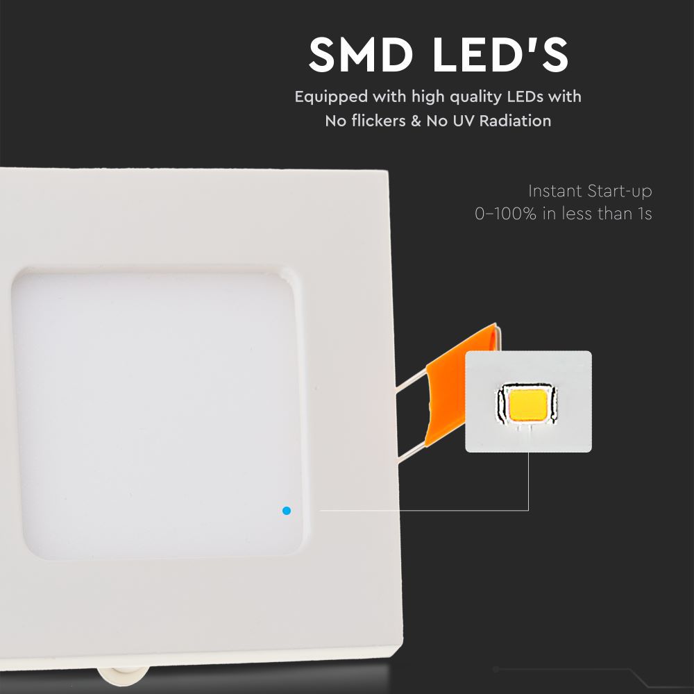 3W Panel LED / Barwa:3000K / Kwadratowa