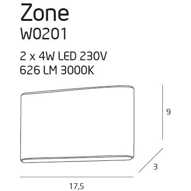 Maxlight Kinkiet Zone II - Metal + akryl - Biały W0201