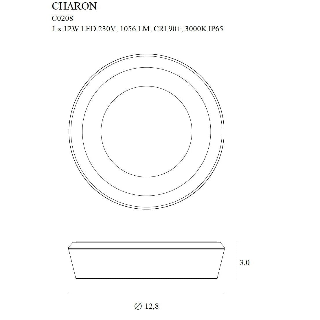 Maxlight Oprawa natynkowa Charon - Metal + szkło - Czarny C0208