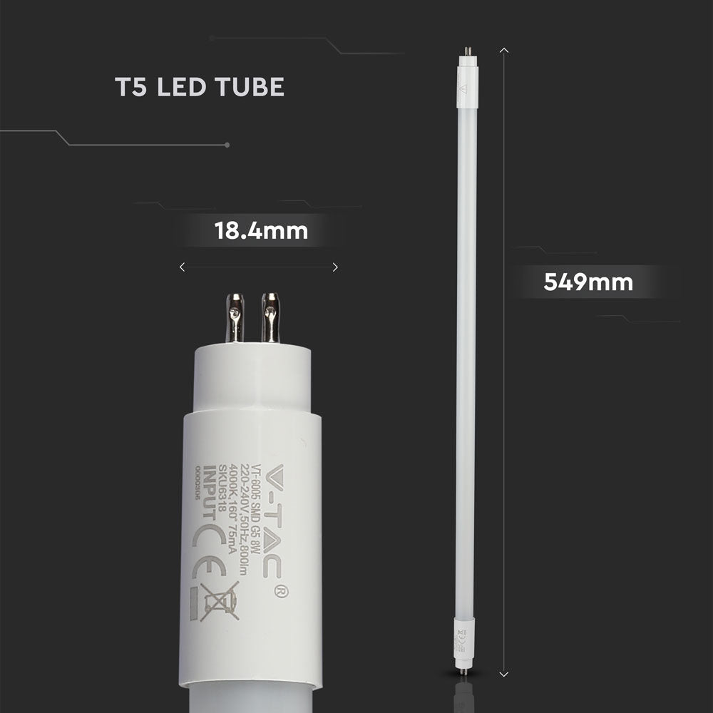 8W Świetlówki LED T5 60cm / Barwa:6500K
