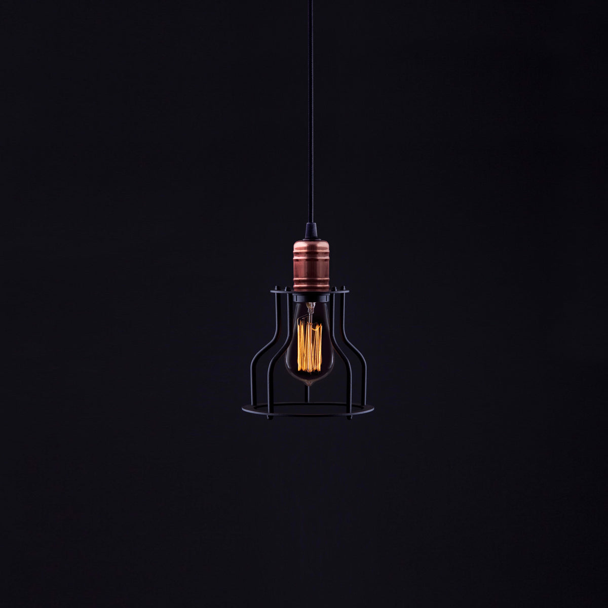Nowodvorski Lampa wisząca WORKSHOP B 25W only LED 50/60Hz - Stal lakierowana - Czarny 6336 - lampa włączona