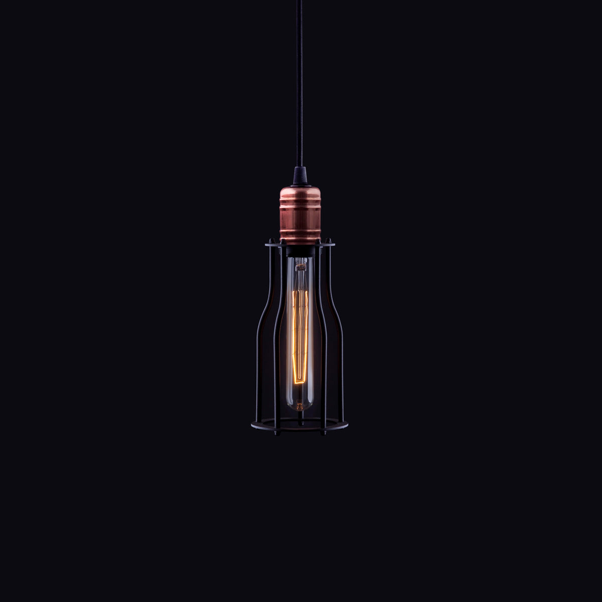 Nowodvorski Lampa wisząca WORKSHOP A 25W only LED 50/60Hz - Stal lakierowana - Czarny 6337 - lampa włączona