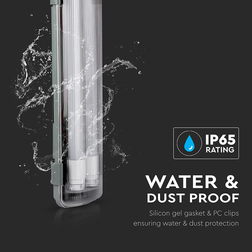 VT-15022 2x20W WATERPROOF FITTING 150CMX2 WITH LED TUBE 6500K IP65