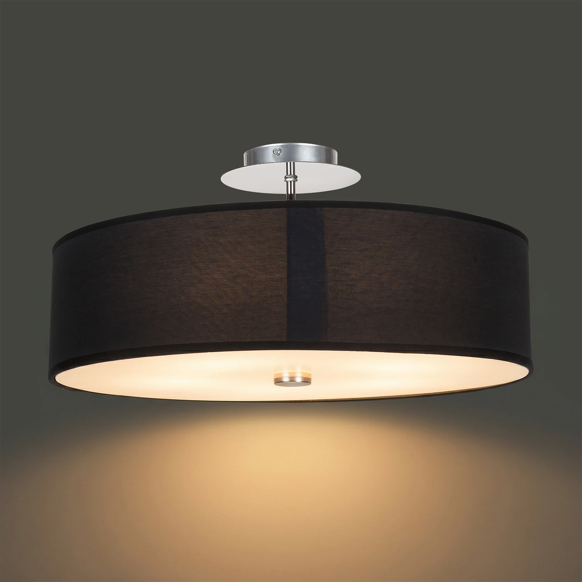 Nowodvorski Lampa przysufitowa VIVIANE 25W only LED 50/60Hz - Tkanina - Czarny 6390 - lampa włączona