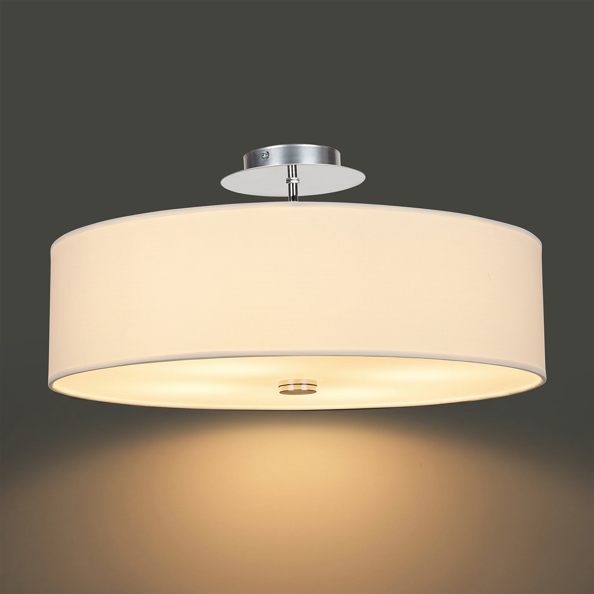 Nowodvorski Lampa przysufitowa VIVIANE 25W only LED 50/60Hz - Tkanina - Biały 6391 - lampa włączona