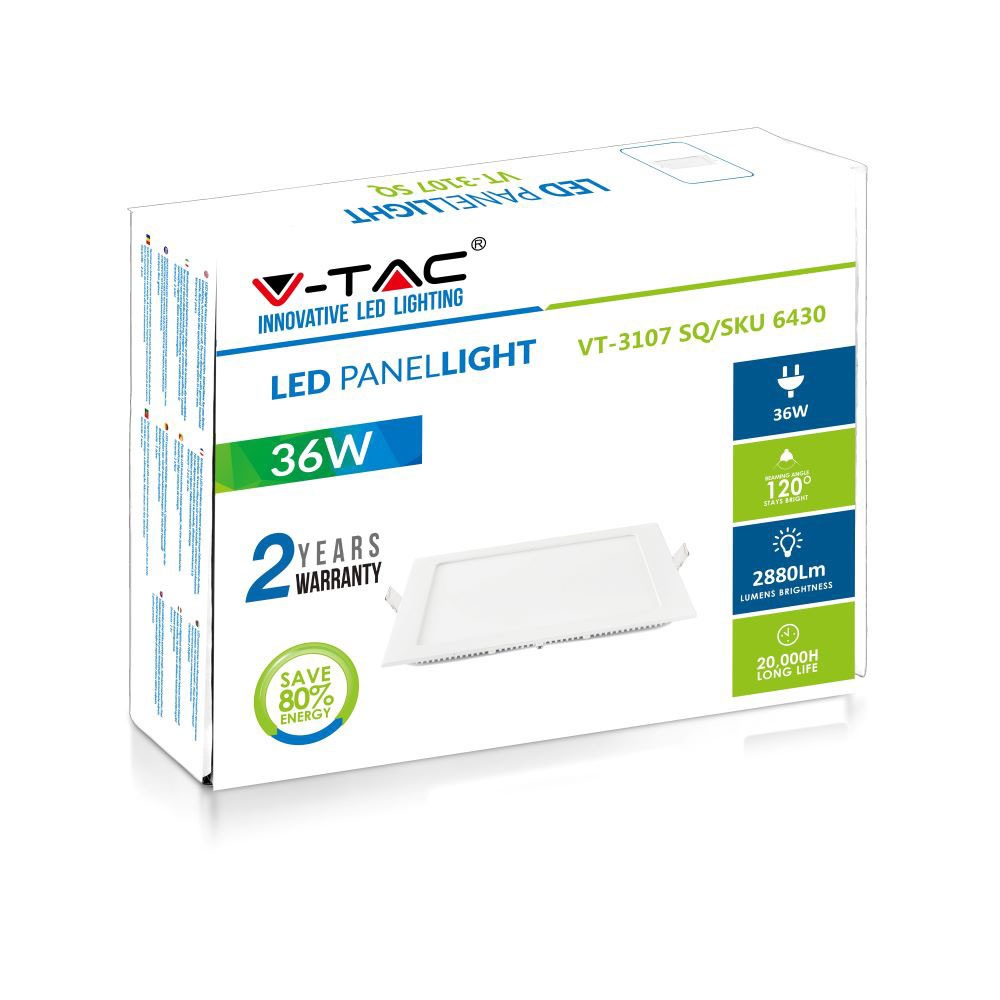 36W Panel LED / Barwa:6400K / Kwadratowa
