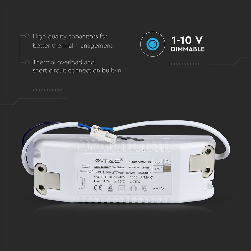 45W Zasilacz do Paneli LED / Ściemniany 1-10V / 5 Lat gwarancji / 1050mA
