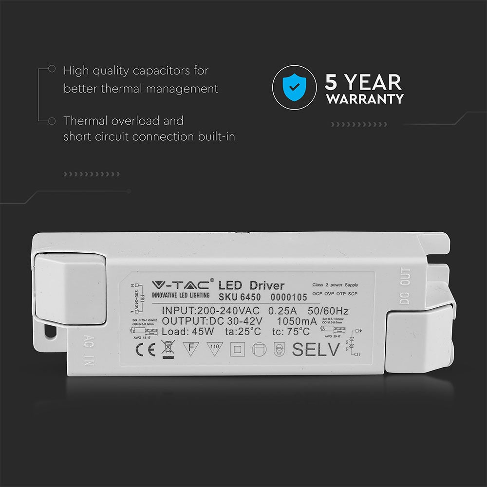 45W Zasilacz do Paneli LED / 5 Lat gwarancji / 1050mA