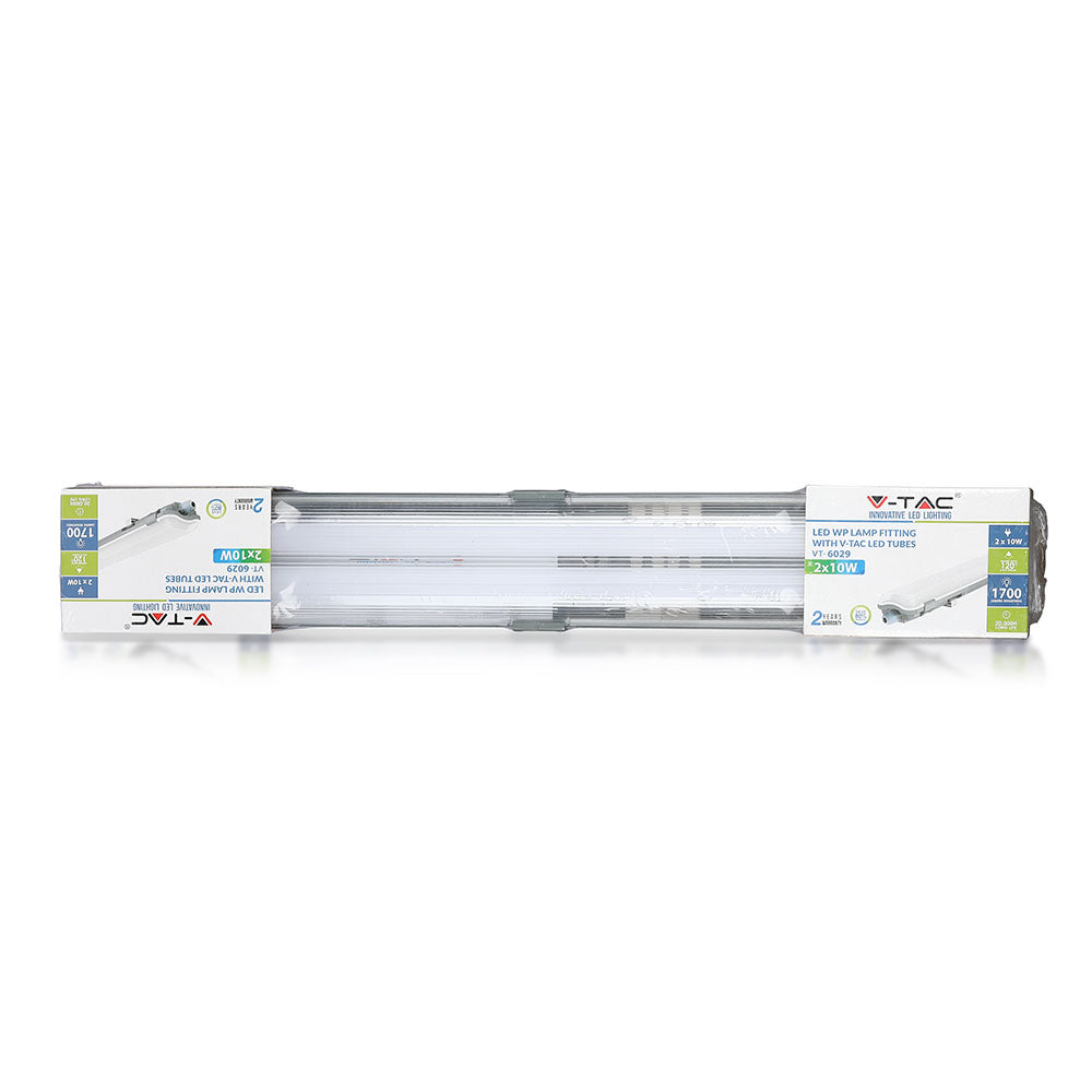 2X10W Oprawa Hermetyczna 60cm z świetlówką 2xT8 / Barwa:6400K / IP65