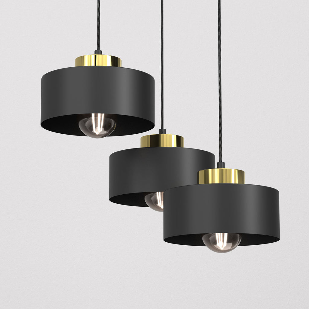 żyrandol Marti plate dia 300 black/gold 3xE27