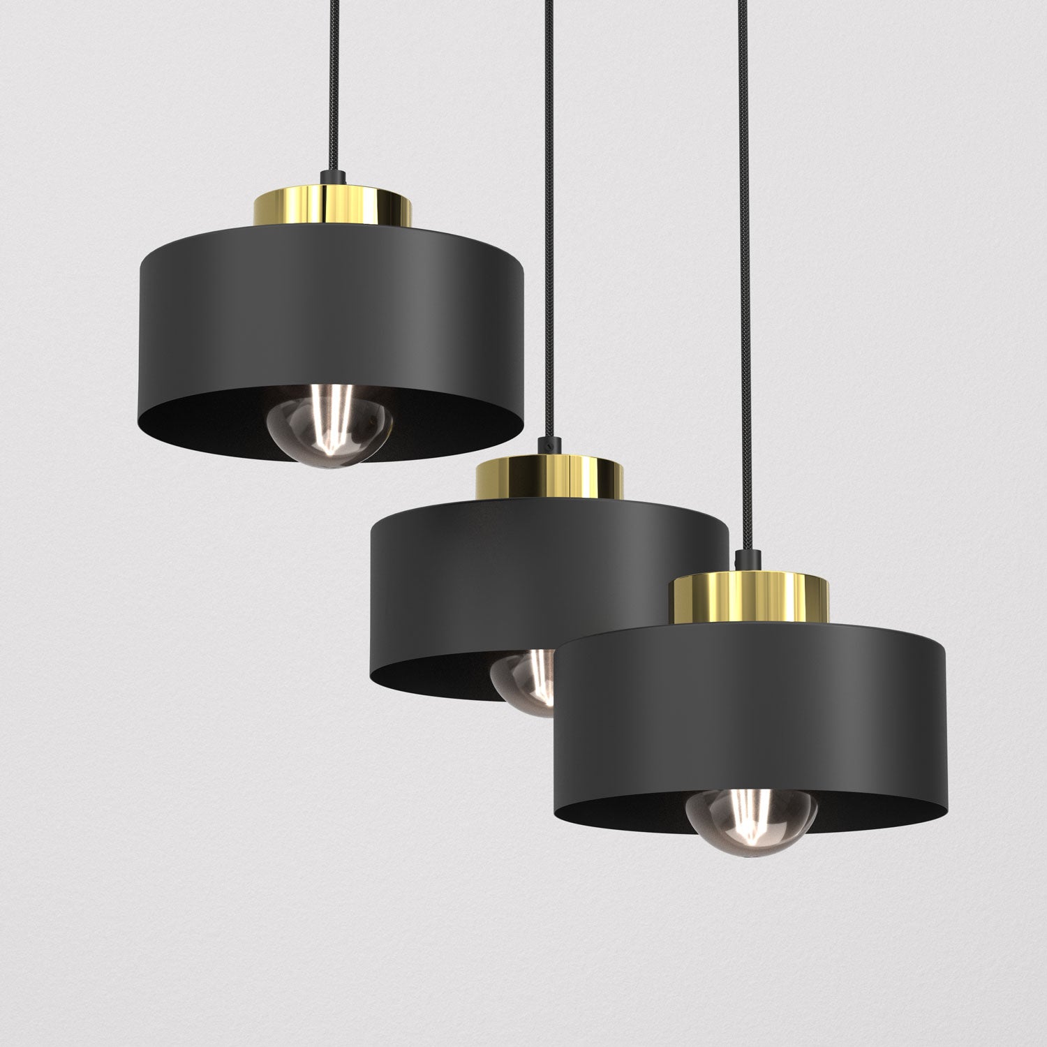 żyrandol Marti plate dia 300 black/gold 3xE27