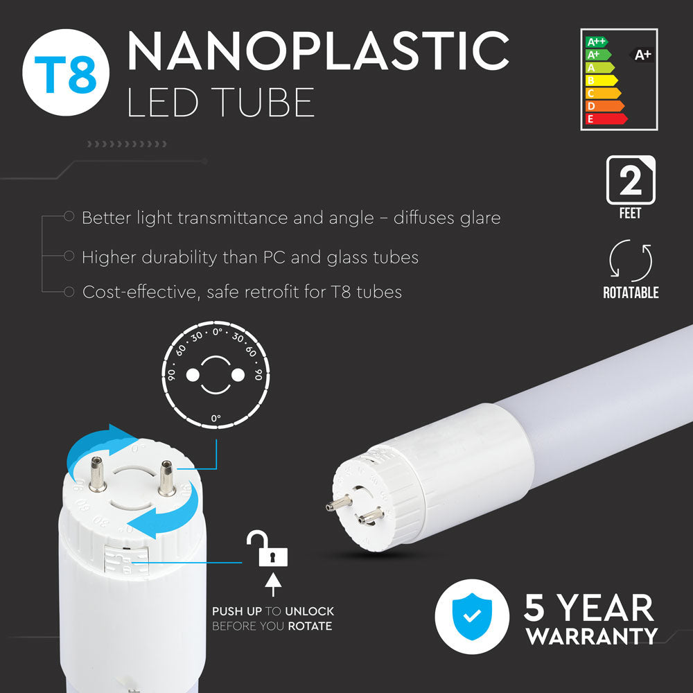 10W T8 Tuba LED plastikowa regulowana (60cm) / Chip SAMSUNG / Barwa:6400K