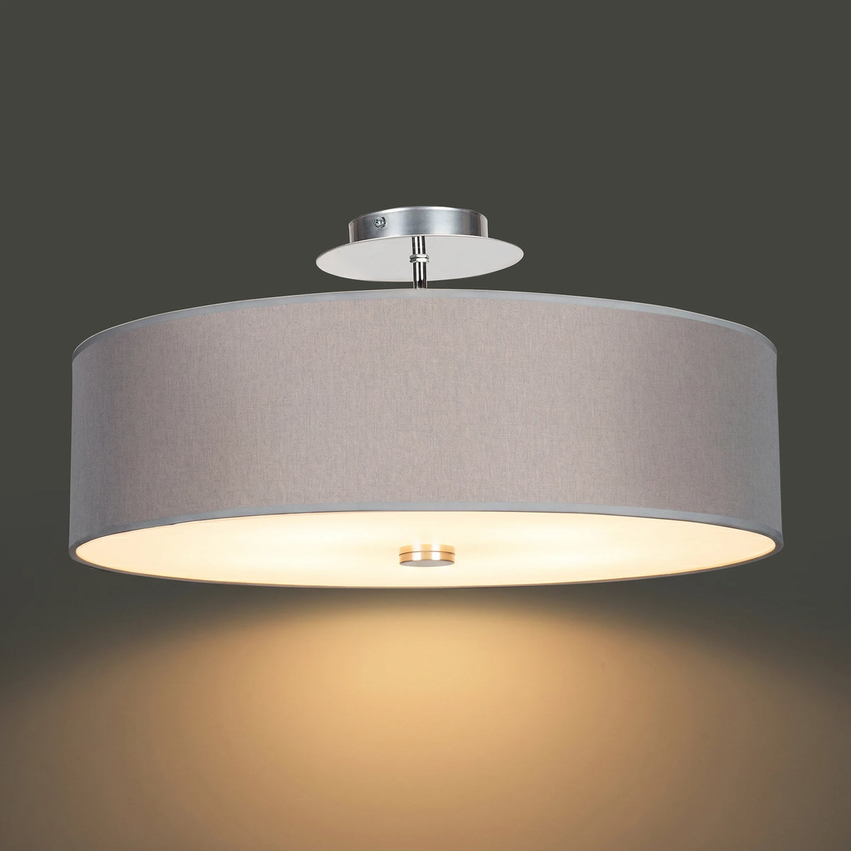 Nowodvorski Lampa przysufitowa VIVIANE 25W only LED 50/60Hz - Tkanina - Szary 6532 - lampa włączona