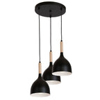 żyrandol talerz Noak black/natural wood 3xE27