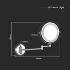 3W Lusterko kosmetyczne ścienne z podświetleniem LED / Zasilanie: 4xAAA / Barwa:6400k