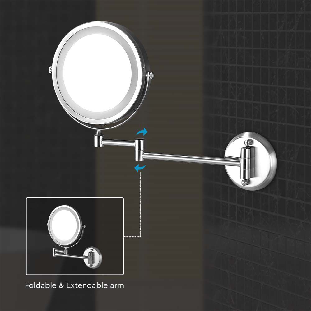 3W Lusterko kosmetyczne ścienne z podświetleniem LED / Zasilanie: 4xAAA / Barwa:6400k