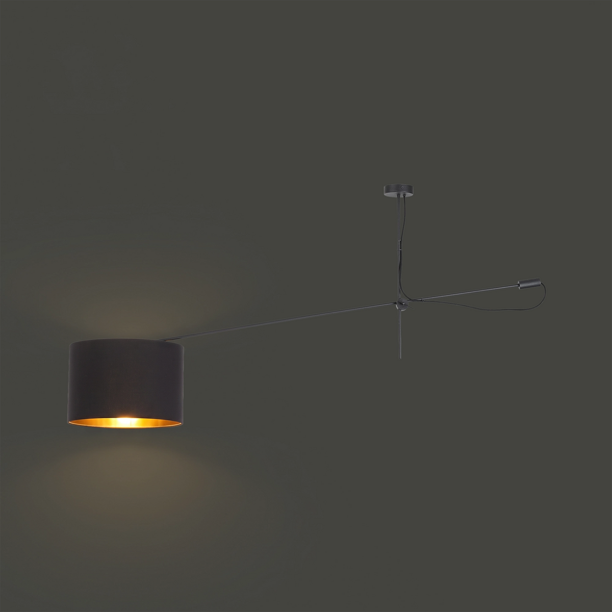 Nowodvorski Lampa przysufitowa VIPER 25W only LED 50/60Hz - Tkanina - Czarno-złoty 6641 - lampa włączona