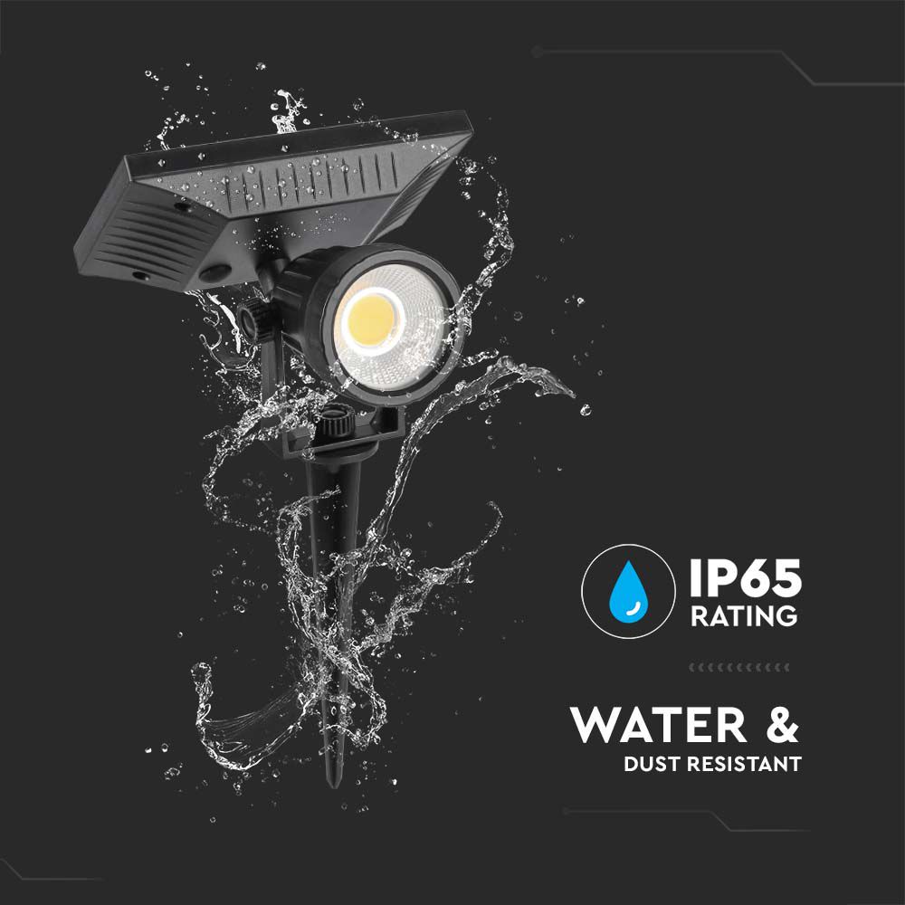 2W Oprawa ogrodowa solarna / Barwa:3000K / IP65 / Obudowa: Czarny