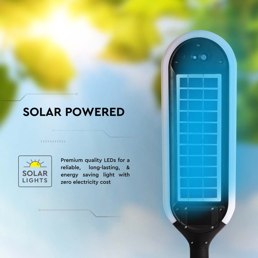 5W Solarny słupek ogrodowy z czujnikiem ruchu / Barwa:4000K / Obudowa: Czarna