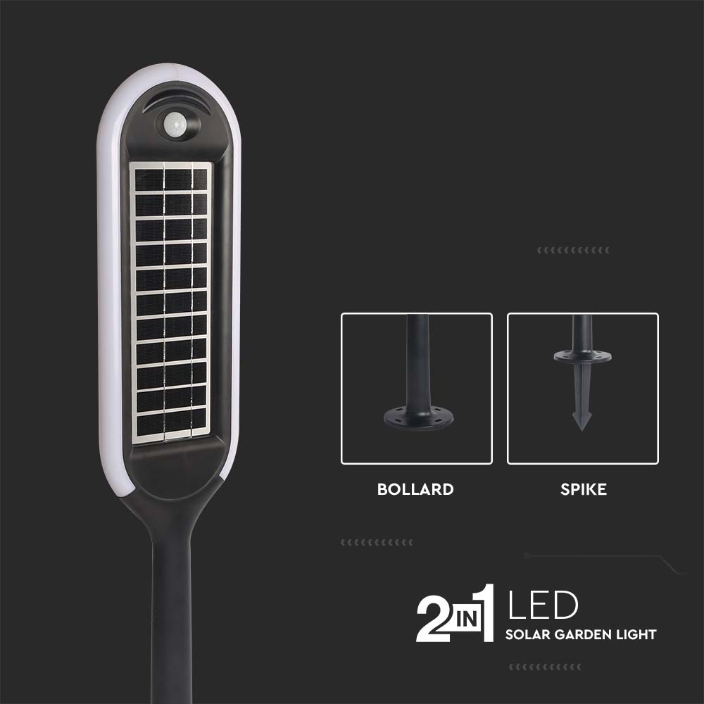 5W Solarny słupek ogrodowy z czujnikiem ruchu / Barwa:3000K / Obudowa: Czarna