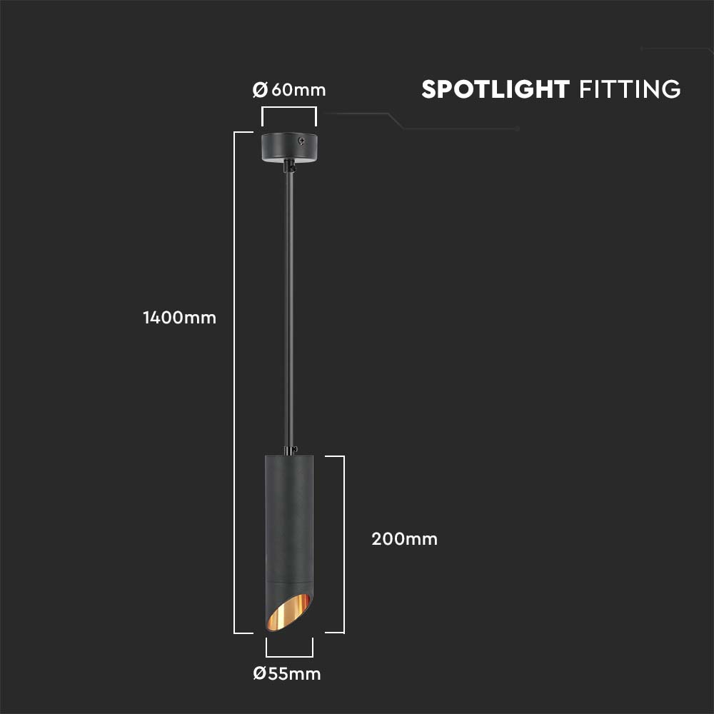 Lampa wisząca / Trzonek:GU10 / Okrągła / Czarna