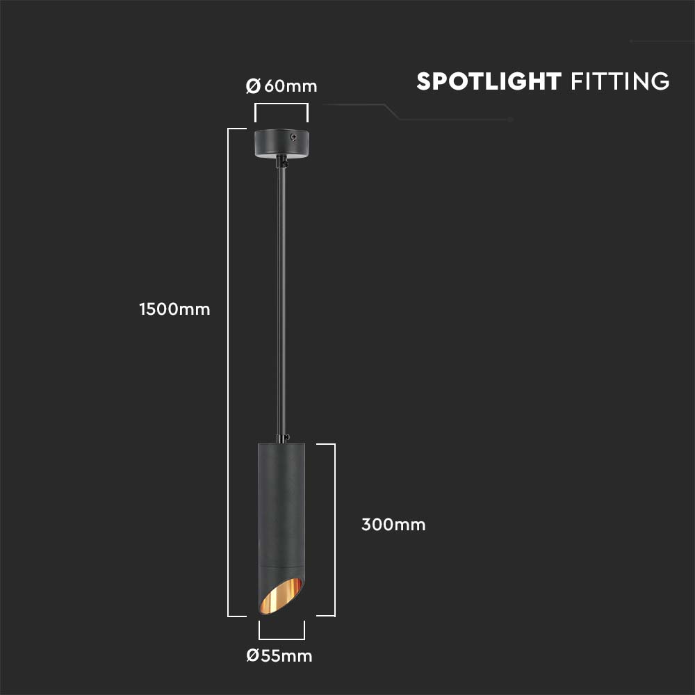 Lampa wisząca / Trzonek:GU10 / Okrągła / Czarna