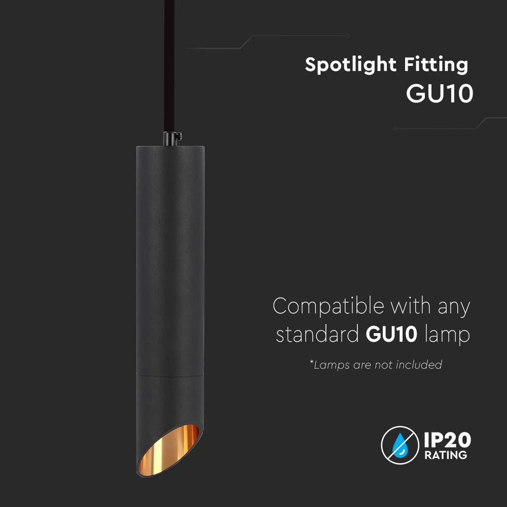 Lampa wisząca / Trzonek:GU10 / Okrągła / Czarna