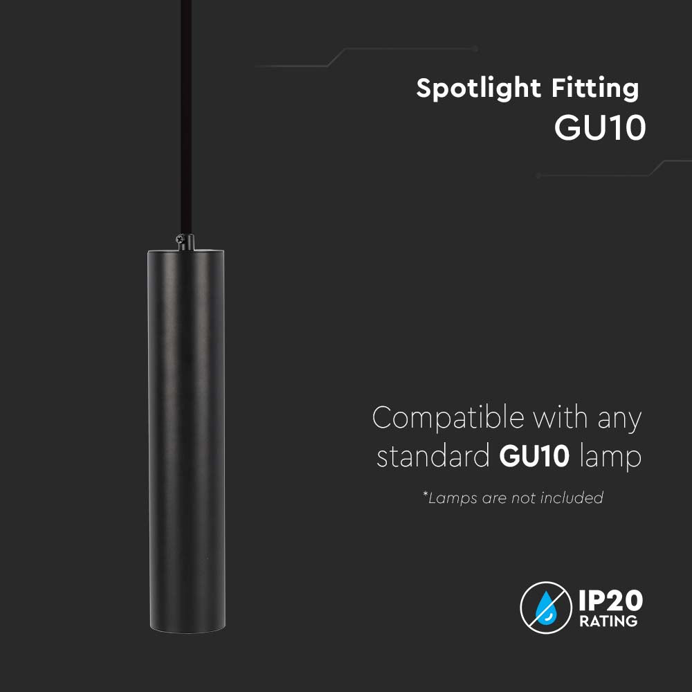 Lampa wisząca / Trzonek:GU10 / Okrągła / Czarna