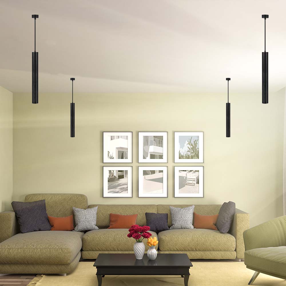 Lampa wisząca / Trzonek:GU10 / Okrągła / Czarna