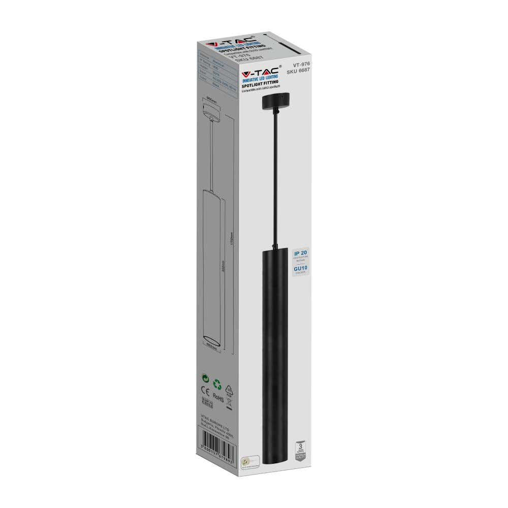 Lampa wisząca / Trzonek:GU10 / Okrągła / Czarna