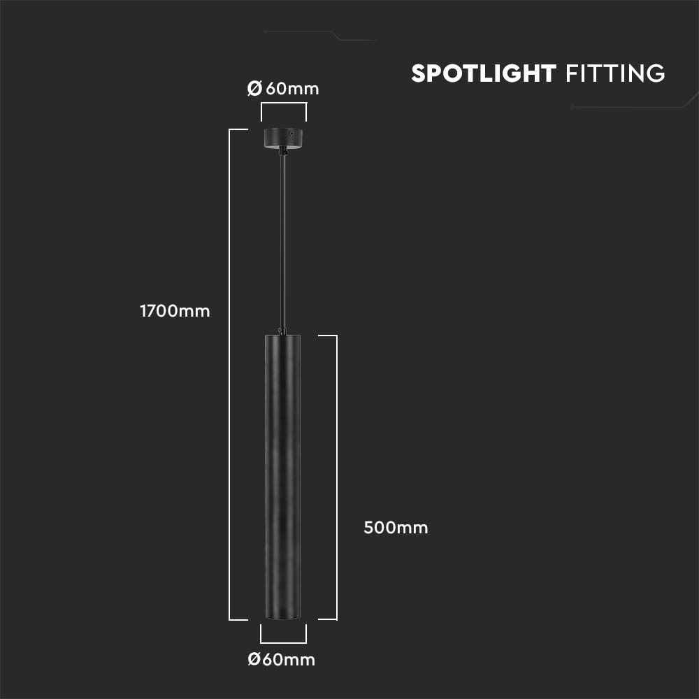 Lampa wisząca / Trzonek:GU10 / Okrągła / Czarna