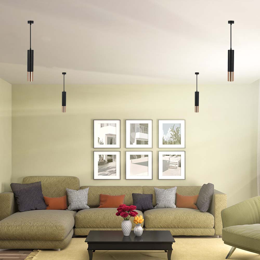 Lampa wisząca / Trzonek:GU10 / Okrągła / Czarna / Złota